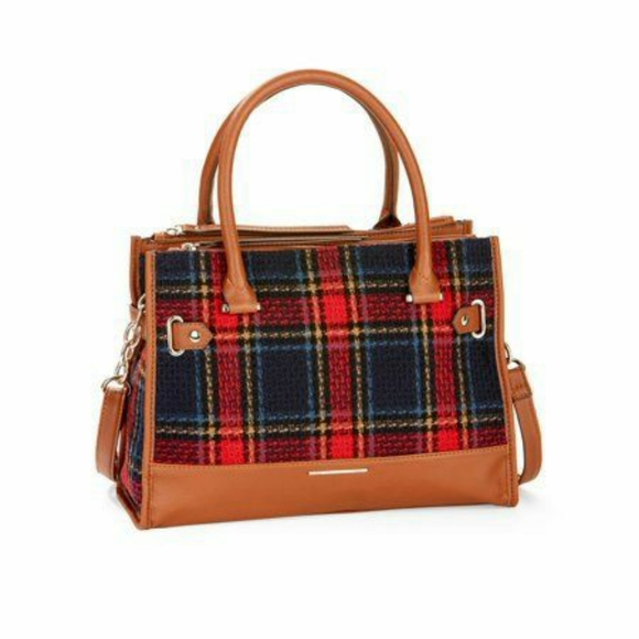 Time and Tru Handbags - NWOT! Time & Tru Red Blue Brown Faux Leather Purse